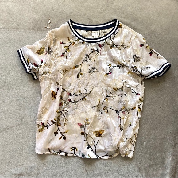 a new day Tops - A New Day Floral Top Short Sleeve T Blouse velvet